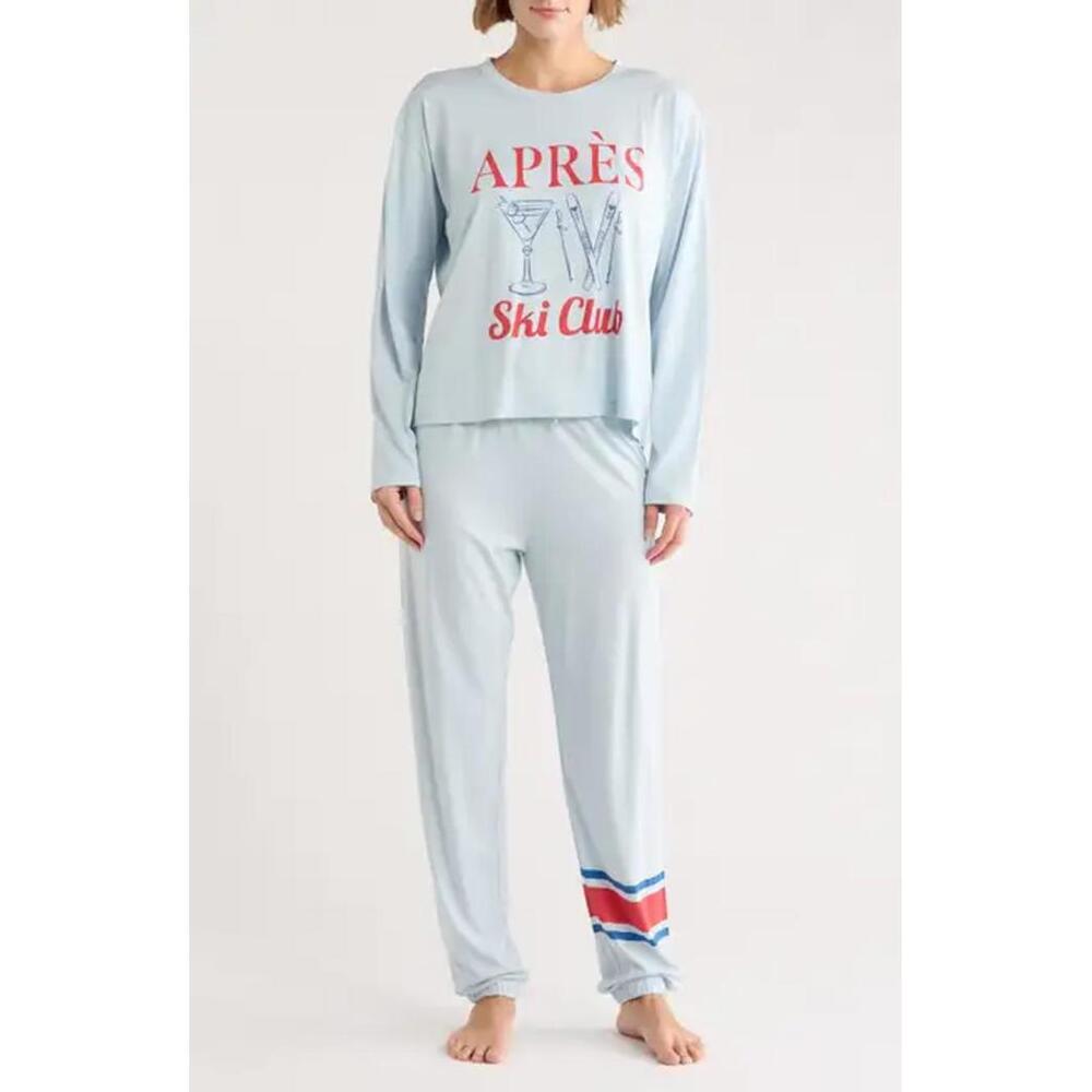 NWT! PJ Salvage Women's Après Ski Club Light Blue Pajama Set Size Small